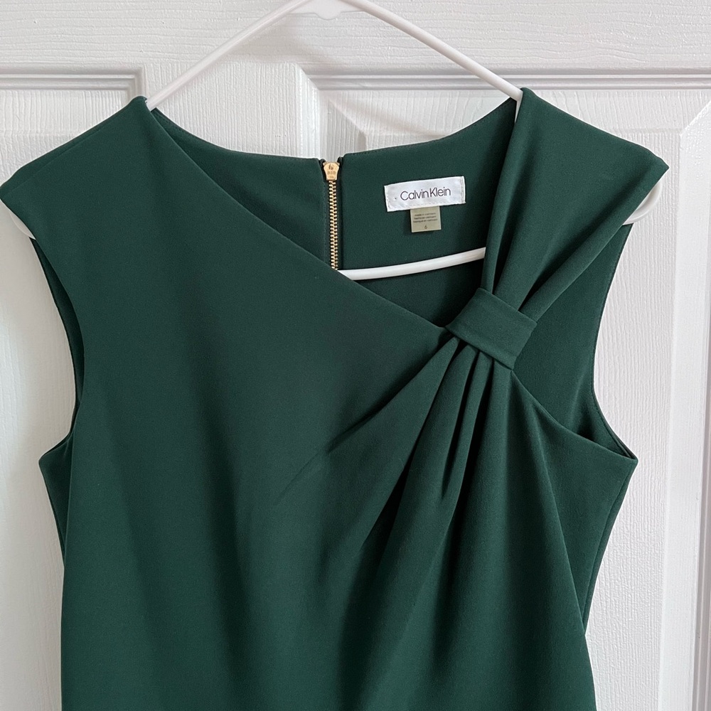 Calvin Klein Dark Green Jumpsuit One-Shoulder Twist - Size 6